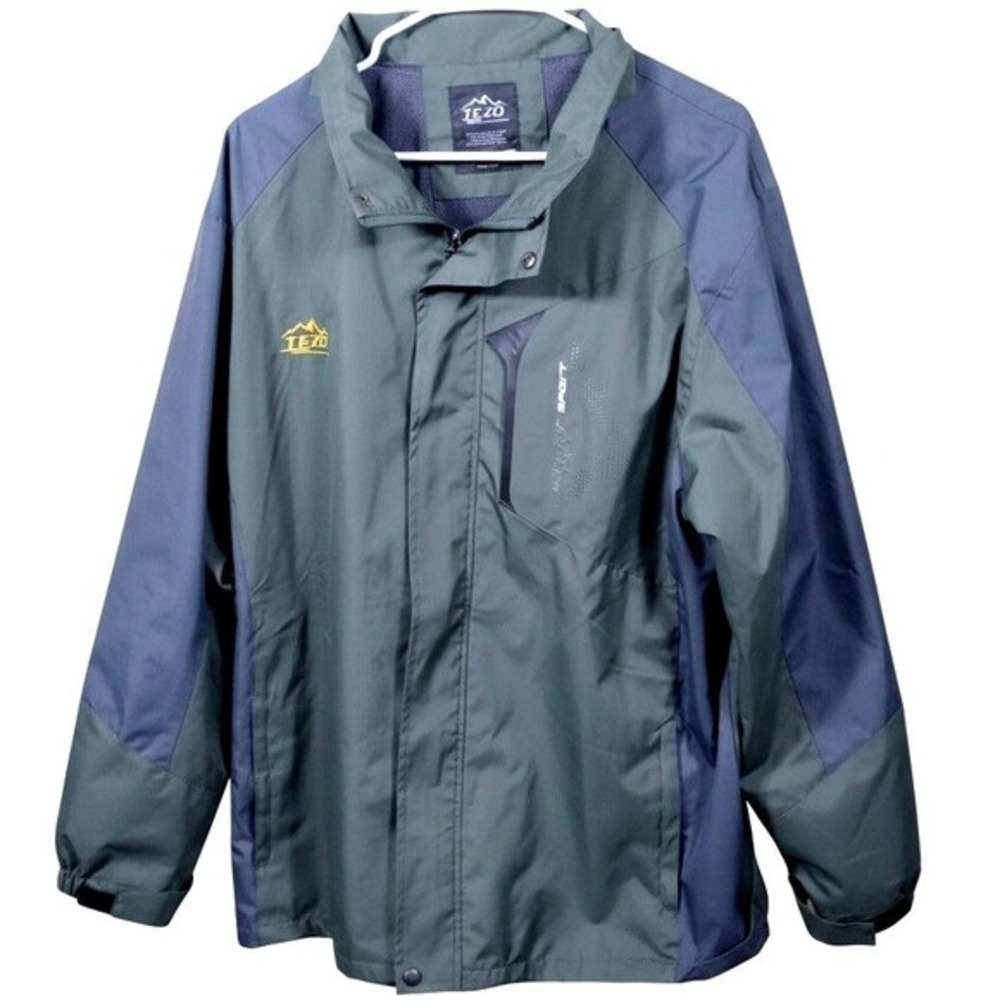 TEZO Outdoor Sport‎ Rain Jacket Large Green Waterproof Hiking Windbreaker Hooded